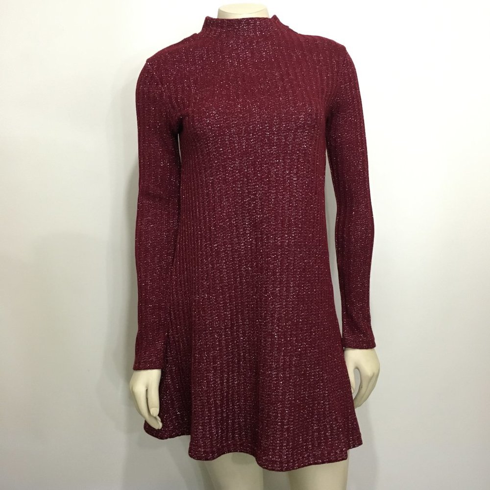 Urban Outfitters S Red Wine Silver Metallic Dress
